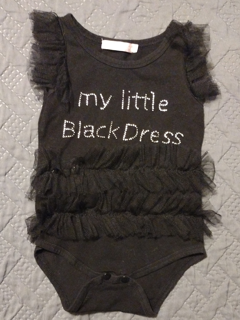 Girls Black 'My Little Black Dress' Ruffle One-Piece Bodysuit
